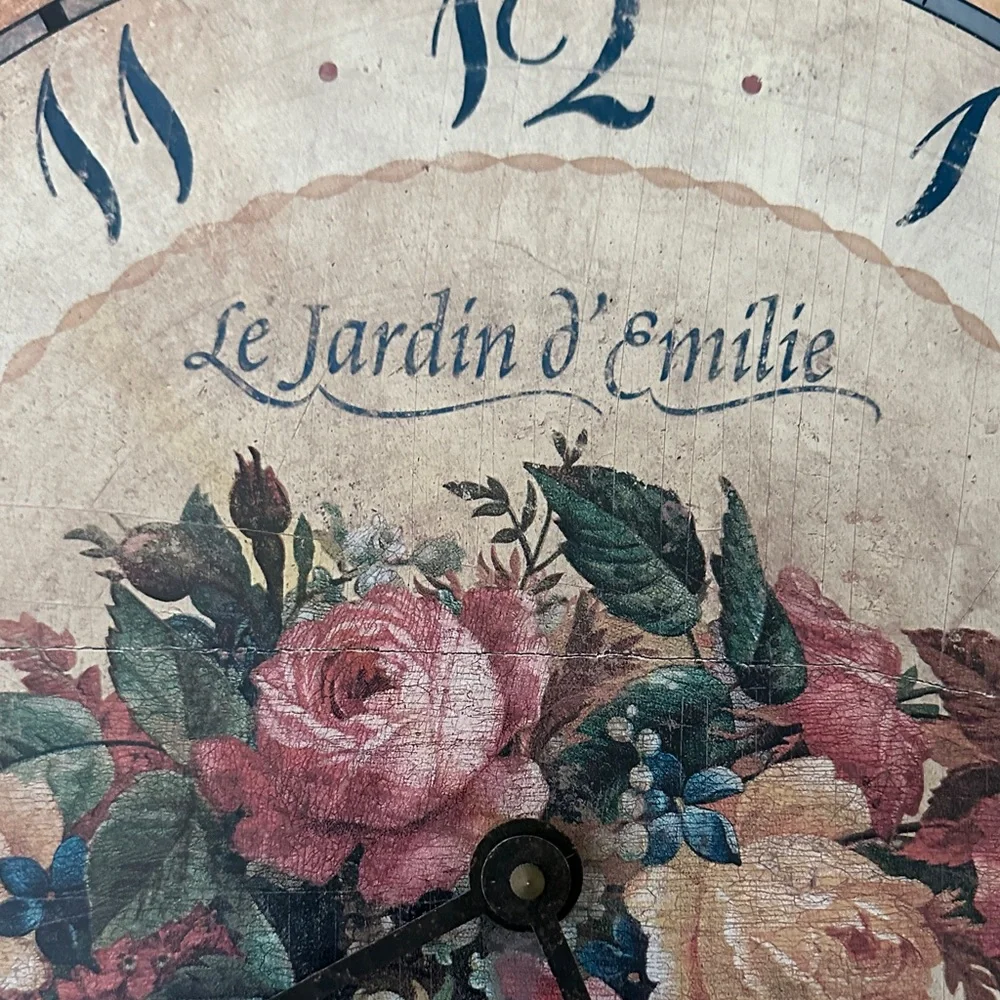 Timeworks Floral Vintage Wall Clock